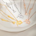 Personalized Elephant Mom and Kid Necklace Set with Name and Birthstone Dainty Jewelry Mother’s Day Birthday Gift for Her