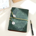 Personalisiertes Retro-Optik Notizbuch Tagebuch aus PU-Leder mit Geburtsblume Namen Text Reise Zubehör Geburtstag Urlaub Geschenk für Schreibfans