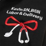 Personalized Embroidered Bow Stethoscope Tubing T-shirt Quarter Zip Sweatshirt Hoodie with Text Nurse Day Appreciation Birthday Gift for Medical Staff