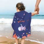 Asciugamano da spiaggia con cappuccio personalizzato con nome e animali tema subacqueo morbido asciugatura rapida regalo di compleanno per bambini