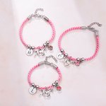Caballo personalizado piedra de nacimiento inicial colgante rosa pulsera de cuerda regalo de cumpleaños para niños mujeres