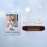 Personalisierte 1-5 Fotos Acryl LED-Nachtlicht mit hölzernen Basis Name und Text Home Decor Geburtstag Jahrestag Geschenk für Tierhalter