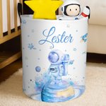Personalised Watercolour Spaceman Storage Laundry Basket with Name Waterproof Nursery Decoration Children's Day Housewarming Gift for Boys Girls
