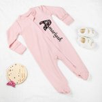 Personalised Embroidered Leopard Initial Name 100% Cotton Baby Romper Headband Set with Zipper Birthday Baby Shower Gift for Newborns