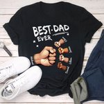Personlig Best Dad Ever Fist Bump 100% bomulls-T-shirt med namn Fars dag Födelsedagspresent till pappa farfar