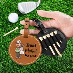 Personalized Best Cartoon Character By Par PU Leather Golf Tee Storage Bag Tag with Avatar Photo and Name Birthday Gift for Golf Players