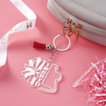 Personalisierte Cheer Pom Poms Megaphon klar Acryl Schlüsselanhänger mit Namen und Quasten Sport Team Geburtstag Geschenk für Cheerleader