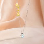 Personalized Water Drop Birthstone Sideway Name Necklace Dainty Jewelry Birthday Anniversary Mother's Day Gift for Women