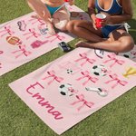 Personalisierte Fußball Baseball Sport Coquette Bogen Name schnell trocknen überdimensioniert Strandtuch Sommer Reise wesentliche Team Geburtstag Geschenk für Sportliebhaber