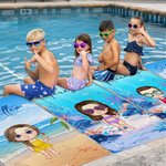 Asciugamano da spiaggia personalizzato con personaggio e nome dimensioni oversize asciugatura rapida essenziale per estate regalo per bambini