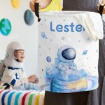 Personalised Watercolour Spaceman Storage Laundry Basket with Name Waterproof Nursery Decoration Children's Day Housewarming Gift for Boys Girls