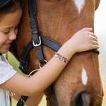 Caballo personalizado piedra de nacimiento inicial colgante rosa pulsera de cuerda regalo de cumpleaños para niños mujeres