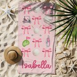 Personalisierte Fußball Baseball Sport Coquette Bogen Name schnell trocknen überdimensioniert Strandtuch Sommer Reise wesentliche Team Geburtstag Geschenk für Sportliebhaber
