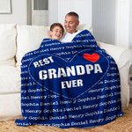 Personalised Multicolour Love Heart Name Cloud Soft Throw Blanket with Title Home Decor Birthday Father's Day Gift for Dad Grandpa