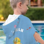 Gepersonaliseerde Multikleurige Duikende Dieren Zachte Sneldrogende Badcape met Naam Strand en Zwembad Essentiële Verjaardagscadeau voor Kinderen