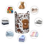 Personalisierte niedlichen Hochland Kuh wasserdicht Wäsche Aufbewahrungskorb mit Namen und Griff Kinderzimmer Dekoration Geburtstag Housewarming Geschenk für Kinder Familie