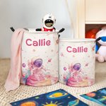 Personalised Watercolour Spaceman Storage Laundry Basket with Name Waterproof Nursery Decoration Children's Day Housewarming Gift for Boys Girls