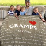 Personalised Multicolour Love Heart Name Cloud Soft Throw Blanket with Title Home Decor Birthday Father's Day Gift for Dad Grandpa