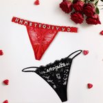 Personalized Seductive Women's Underwear Lace Thong with Name Bachelorette Party Valentine's Day Anniversary Gift for Her