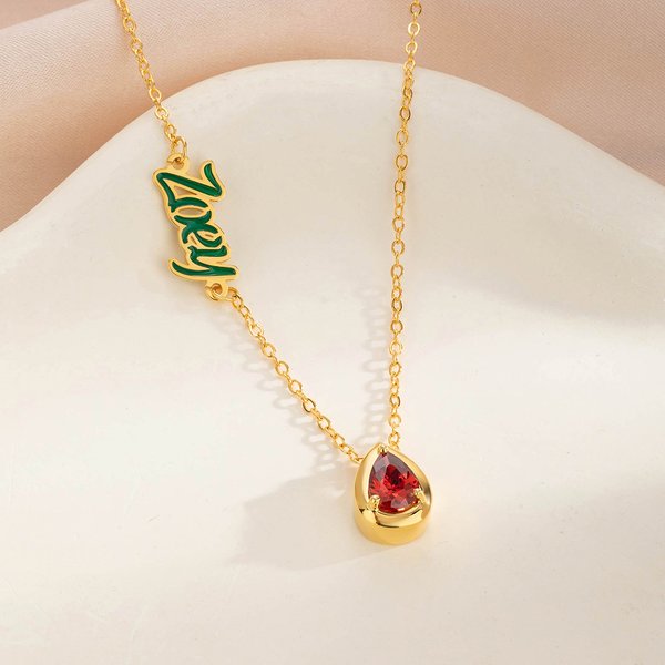 Collier personnalisé avec nom en forme de goutte d'eau, pierre de naissance, bijou délicat, cadeau d'anniversaire et de fête des mères pour les femmes.