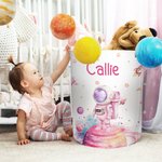Personalised Watercolour Spaceman Storage Laundry Basket with Name Waterproof Nursery Decoration Children's Day Housewarming Gift for Boys Girls