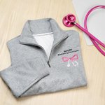 Personalized Embroidered Bow Stethoscope Tubing T-shirt Quarter Zip Sweatshirt Hoodie with Text Nurse Day Appreciation Birthday Gift for Medical Staff
