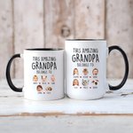 Personalised This Amazing Grandpa Avatar Face Photo Ceramic Coffee Mug with 1-12 Names Father's Day Birthday Gift for Dad Grandpa Family