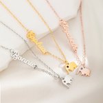 Personalized Elephant Mom and Kid Necklace Set with Name and Birthstone Dainty Jewelry Mother’s Day Birthday Gift for Her