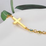 Personalizada Minimalista Cruz 1-12 Birthstone Pulsera Dainty Jewelry Christening Mother's Day Birthday Gift for Women Christian