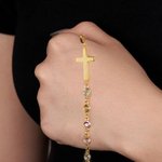 Personalizada Minimalista Cruz 1-12 Birthstone Pulsera Dainty Jewelry Christening Mother's Day Birthday Gift for Women Christian