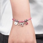 Caballo personalizado piedra de nacimiento inicial colgante rosa pulsera de cuerda regalo de cumpleaños para niños mujeres