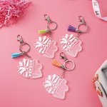 Personalisierte Cheer Pom Poms Megaphon klar Acryl Schlüsselanhänger mit Namen und Quasten Sport Team Geburtstag Geschenk für Cheerleader
