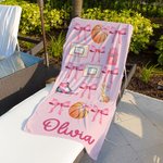 Personalisierte Fußball Baseball Sport Coquette Bogen Name schnell trocknen überdimensioniert Strandtuch Sommer Reise wesentliche Team Geburtstag Geschenk für Sportliebhaber