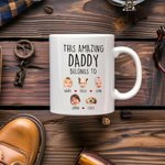 Personalised This Amazing Grandpa Avatar Face Photo Ceramic Coffee Mug with 1-12 Names Father's Day Birthday Gift for Dad Grandpa Family