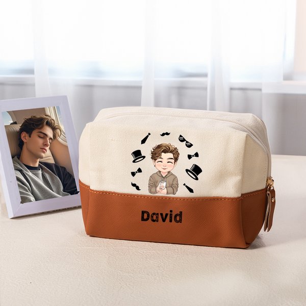 Neceser personalizado para caballeros de gran capacidad con nombre esenciales para viaje regalo de cumpleaños para hombre y Día del Padre