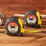 Personalized Rainbow Cartoon Man Character Tape Measure with Name and Wristband Handmade Tool Birthday Father's Day Gift for Architects Craftsmen