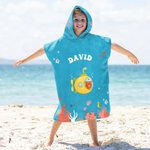 Gepersonaliseerde Multikleurige Duikende Dieren Zachte Sneldrogende Badcape met Naam Strand en Zwembad Essentiële Verjaardagscadeau voor Kinderen