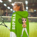 Personalized Softball Baseball Cartoon Character Hooded Blanket with Name Game Day Birthday Gift for Ball Lovers