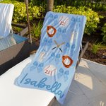 Personalized Coquette Bow Softball Baseball Oversized Quick Dry Beach Towel with Name Summer Vacation Accessory Birthday Gift for Sports Lover Girls