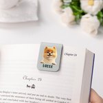Personalisiertes 3D Cartoon-Hund Magnetisches PU-Leder Lesezeichen mit Namen Lesen Zubehör Geburtstag Geschenk für Familie Freunde Tierliebhaber
