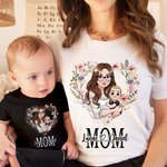 Conjunto de camiseta y body con nombres en forma de corazón de dibujos animados para mamá y niño Regalo de cumpleaños para mamá en el Día de la Madre