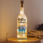 Personalizado Besties Forever Leopardo Imprimir 2-4 Personajes de dibujos animados LED Botella Lámpara con nombre Bachelorette Party Birthday Gift for Sisters Besties