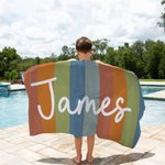 Gepersonaliseerde Kleurrijke Klassieke Gestreepte Sneldrogende Strandlaken met Naam Reis Zomer Vakantie Feest Cadeau voor Familie en Vrienden