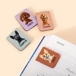 Personalisiertes 3D Cartoon-Hund Magnetisches PU-Leder Lesezeichen mit Namen Lesen Zubehör Geburtstag Geschenk für Familie Freunde Tierliebhaber