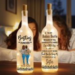 Personalizado Besties Forever Leopardo Imprimir 2-4 Personajes de dibujos animados LED Botella Lámpara con nombre Bachelorette Party Birthday Gift for Sisters Besties