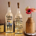 Personalizado Besties Forever Leopardo Imprimir 2-4 Personajes de dibujos animados LED Botella Lámpara con nombre Bachelorette Party Birthday Gift for Sisters Besties