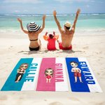 Personalisiertes Weiches Cartoon Figur Strandtuch mit Namen und Schlichtem Hintergrunddesign Sommer Urlaub Geburtstag Geschenk für Familie Freunde