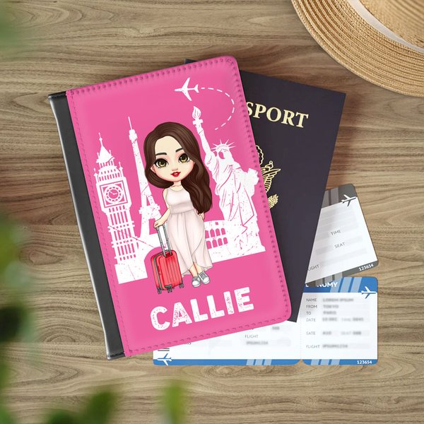 Personalizzato Multicolore Cartoon Personaggio Porta Passaporto in Pelle con Nome Accessori da Viaggio Regalo di Compleanno per Amanti dei Viaggi
