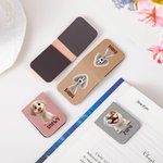 Personalisiertes 3D Cartoon-Hund Magnetisches PU-Leder Lesezeichen mit Namen Lesen Zubehör Geburtstag Geschenk für Familie Freunde Tierliebhaber