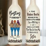 Personalizado Besties Forever Leopardo Imprimir 2-4 Personajes de dibujos animados LED Botella Lámpara con nombre Bachelorette Party Birthday Gift for Sisters Besties